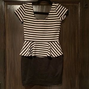 Black and white peplum dress